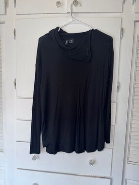 Cynthia Rowley Black Long-Sleeve Asymmetrical Neck Pullover